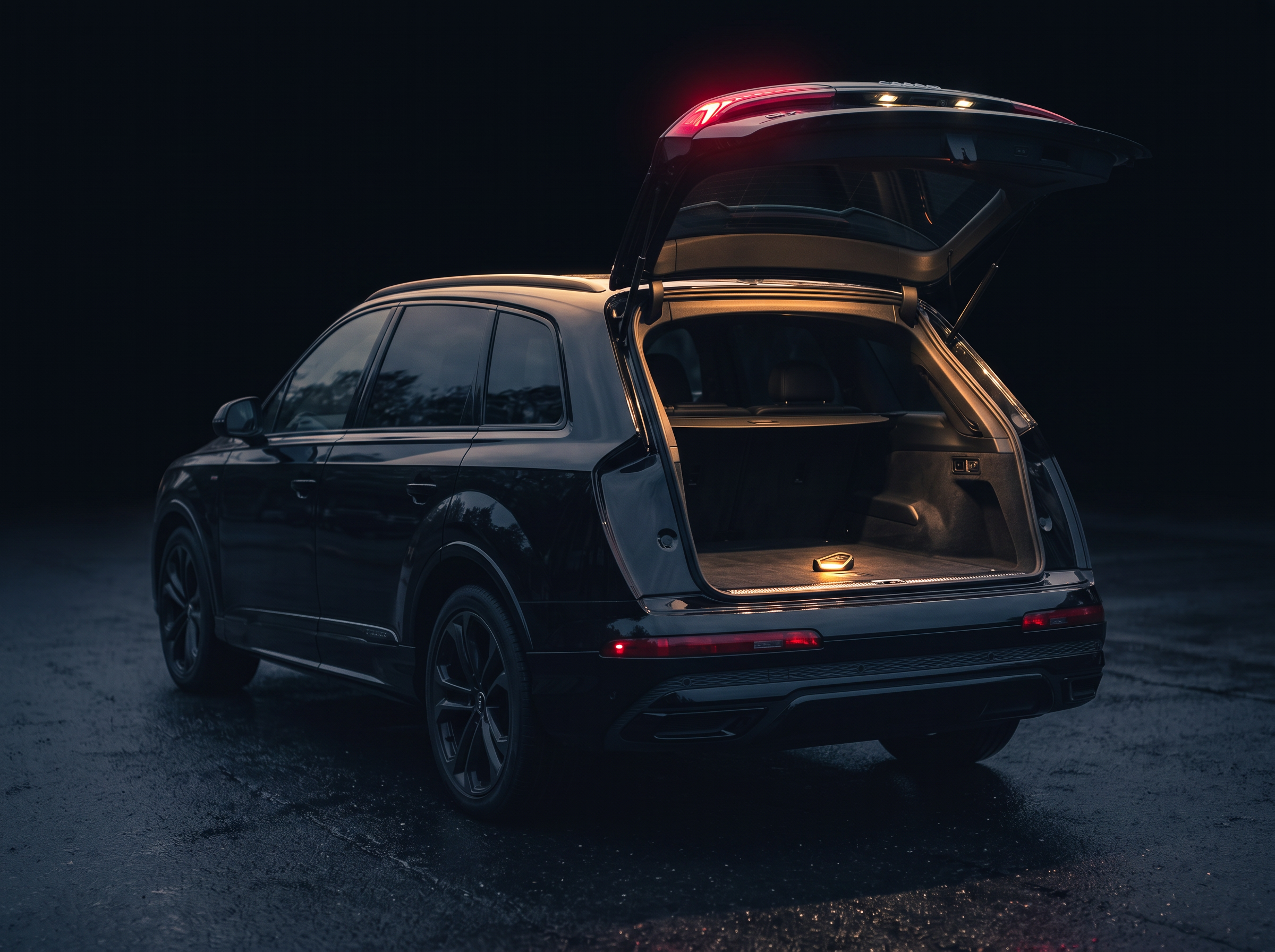 Open tailgate showing the Audi Q7 luggage compartment