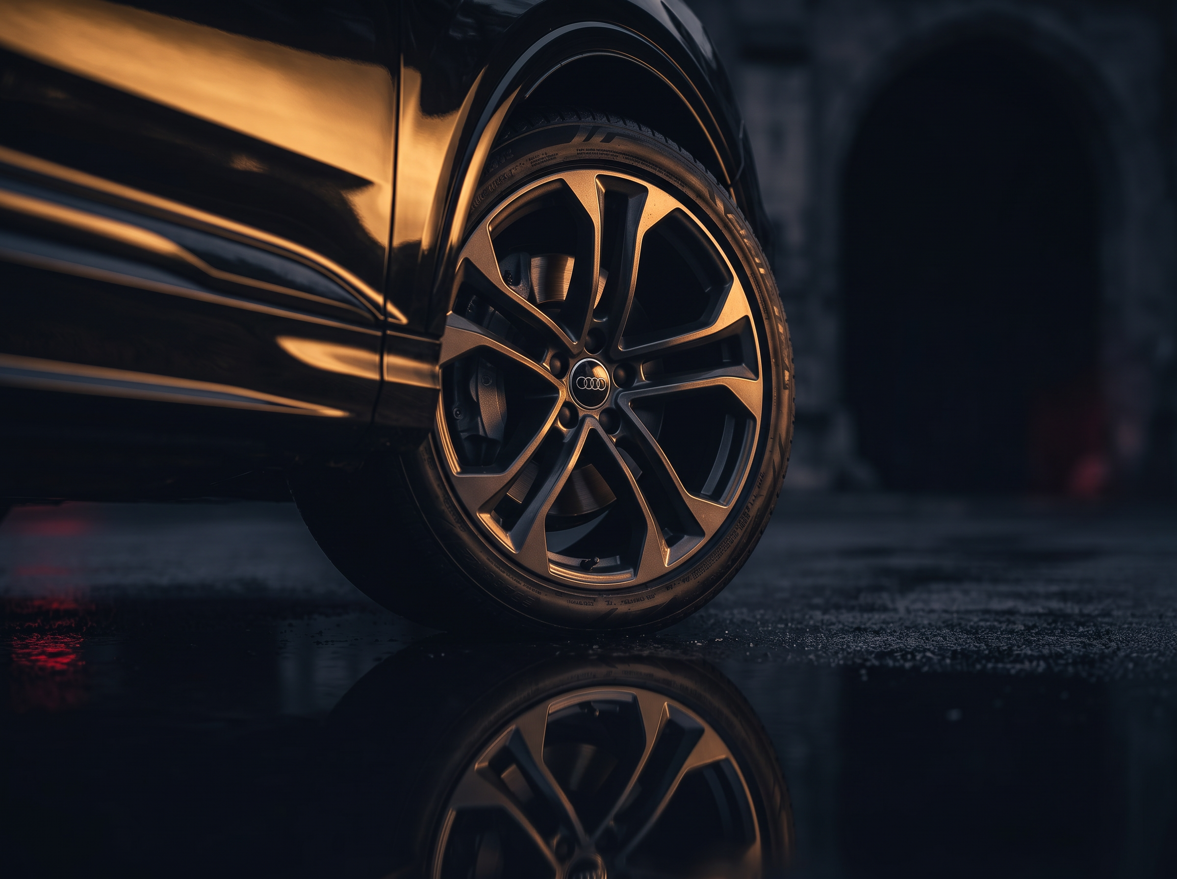 Close-up of the Audi Q7 alloy wheel